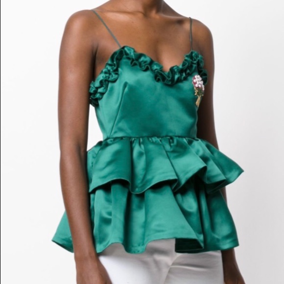 Vivetta ruffled embellished top green - Picture 1 of 2